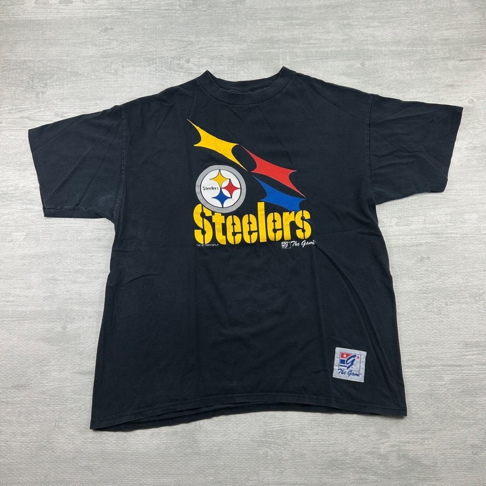 Vintage 90s The Game Pittsburgh Steelers Shirt Size XL Black 1993 NFL Football